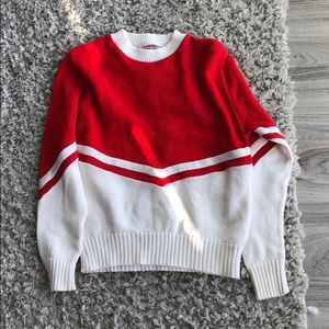 Red and white cheer sweater